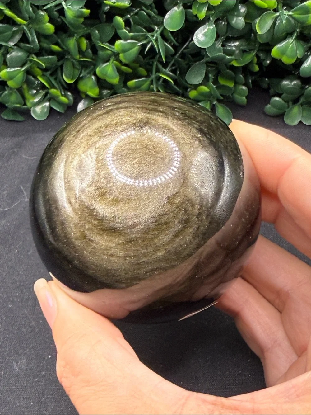 Flashy Gold Sheen Obsidian Sphere 65mm